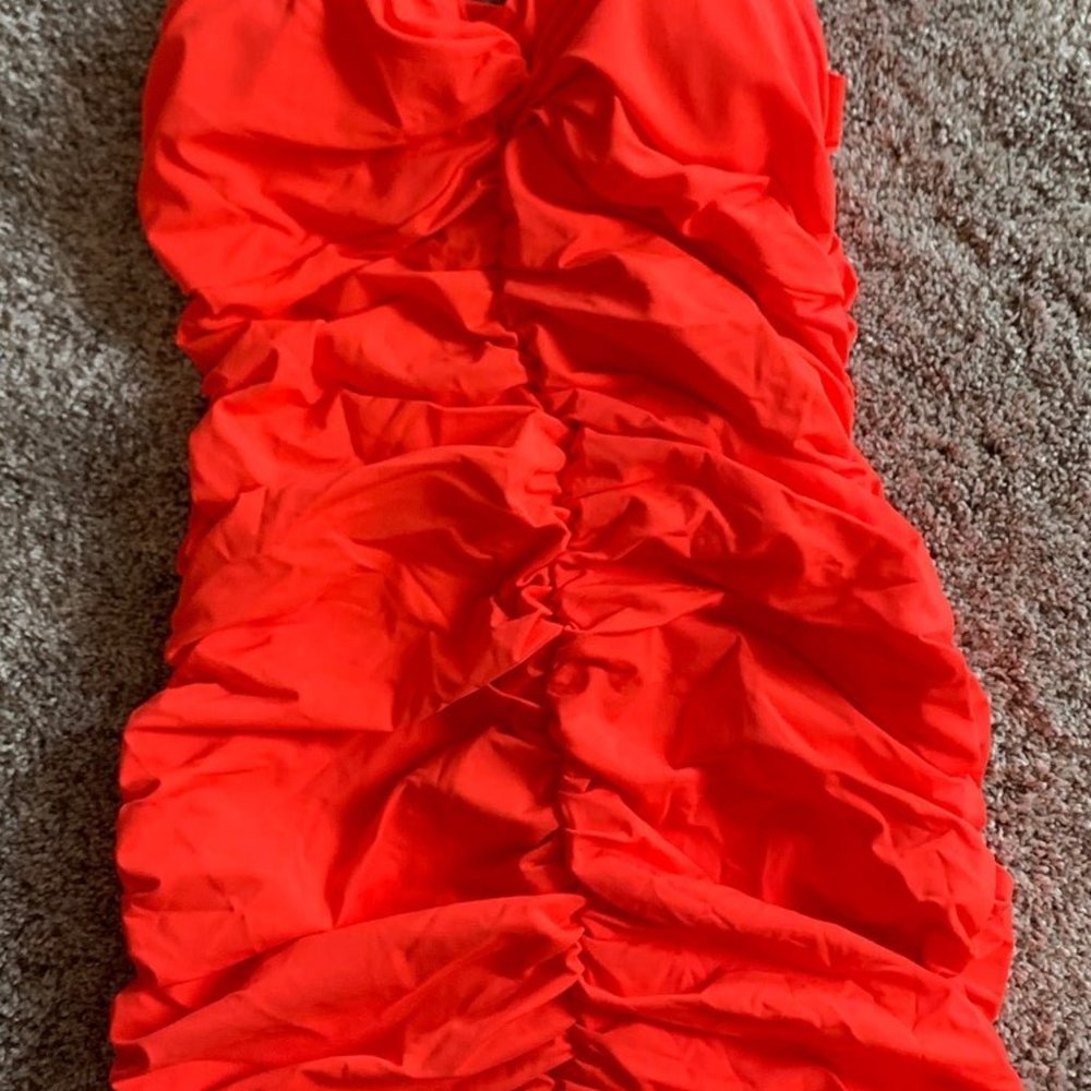 Neon red orange dress